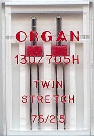 Organ 2xTwin/Stretch Machineneedle no 75/2.5, 10 pcs